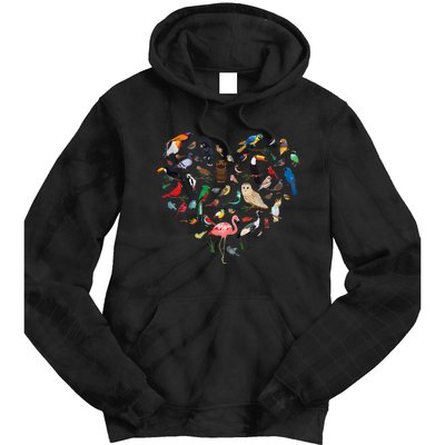 Bird Heart Birding Bird Watching Birder Bird Watcher Tie Dye Hoodie