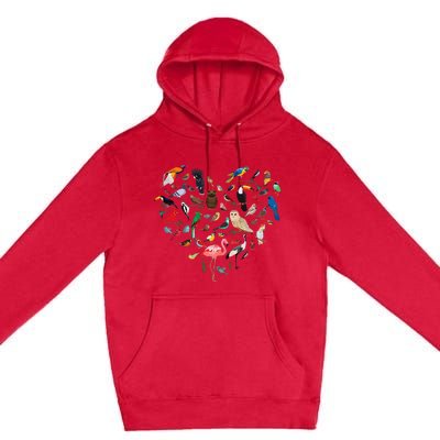 Bird Heart Birding Bird Watching Birder Bird Watcher Premium Pullover Hoodie