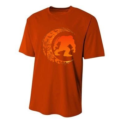 Bigfoot Halloween Bigfoot Crescent Moon Youth Performance Sprint T-Shirt