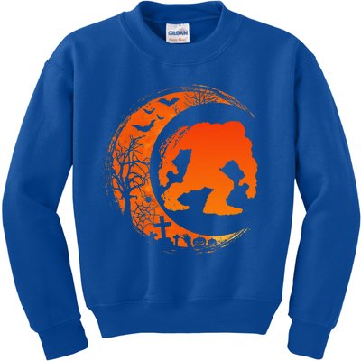 Bigfoot Halloween Bigfoot Crescent Moon Kids Sweatshirt