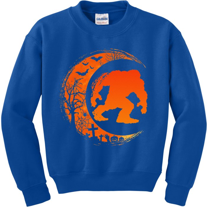 Bigfoot Halloween Bigfoot Crescent Moon Kids Sweatshirt