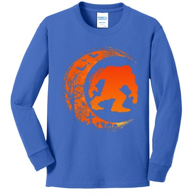 Bigfoot Halloween Bigfoot Crescent Moon Kids Long Sleeve Shirt