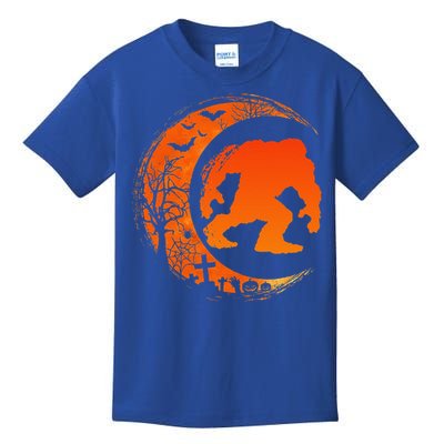 Bigfoot Halloween Bigfoot Crescent Moon Kids T-Shirt