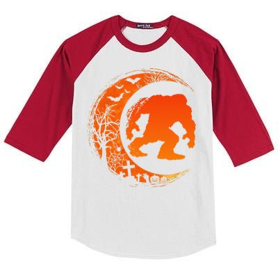 Bigfoot Halloween Bigfoot Crescent Moon Kids Colorblock Raglan Jersey