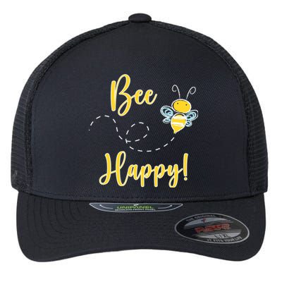 Bee Happy Bumblebee Cute Gift Flexfit Unipanel Trucker Cap