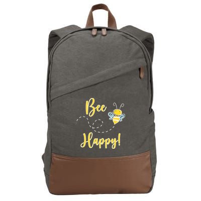 Bee Happy Bumblebee Cute Gift Cotton Canvas Backpack