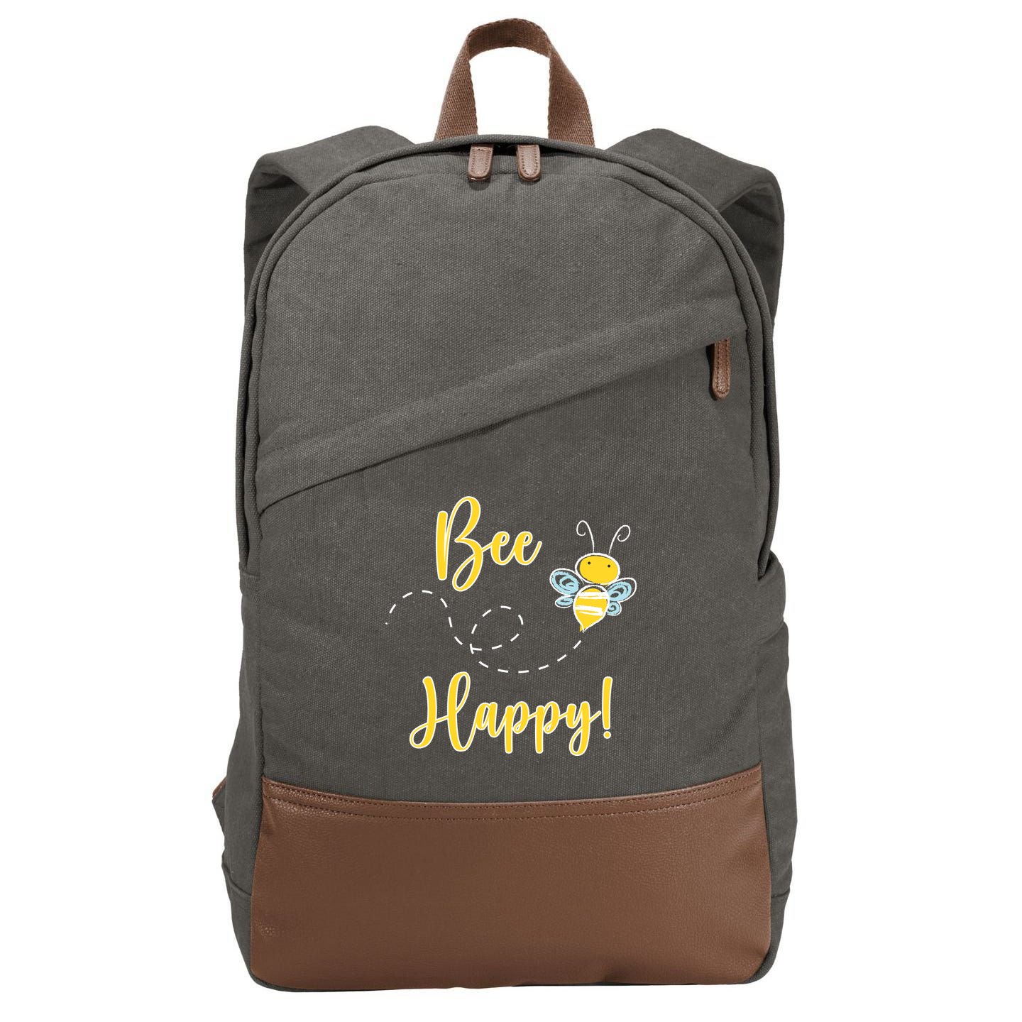 Bee Happy Bumblebee Cute Gift Cotton Canvas Backpack
