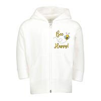 Bee Happy Bumblebee Cute Gift Toddler Zip Fleece Hoodie