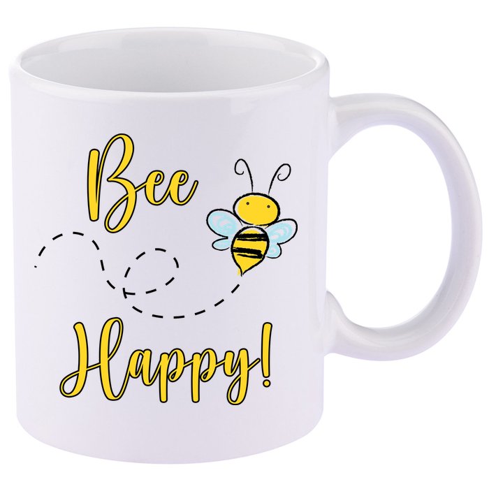 Bee Happy Bumblebee Cute Gift 11oz C Handle Ceramic Mug