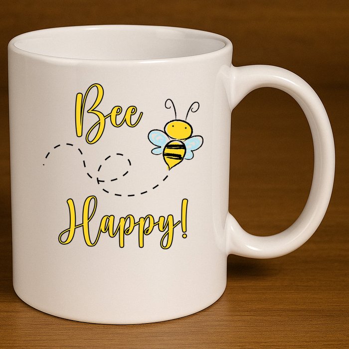 Bee Happy Bumblebee Cute Gift 11oz C Handle Ceramic Mug