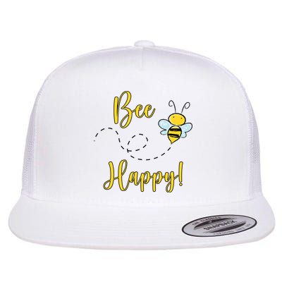 Bee Happy Bumblebee Cute Gift Flat Bill Trucker Hat