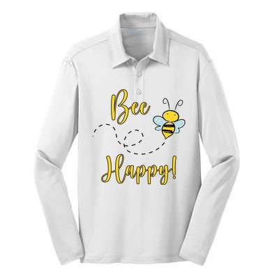 Bee Happy Bumblebee Cute Gift Silk Touch Performance Long Sleeve Polo