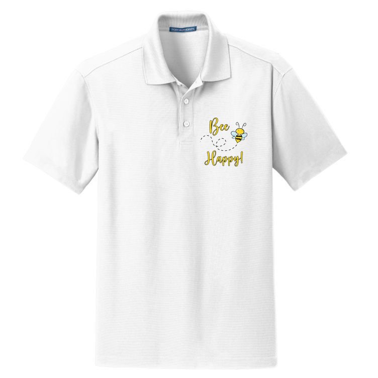 Bee Happy Bumblebee Cute Gift Dry Zone Grid Polo