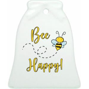 Bee Happy Bumblebee Cute Gift Ceramic Bell Ornament