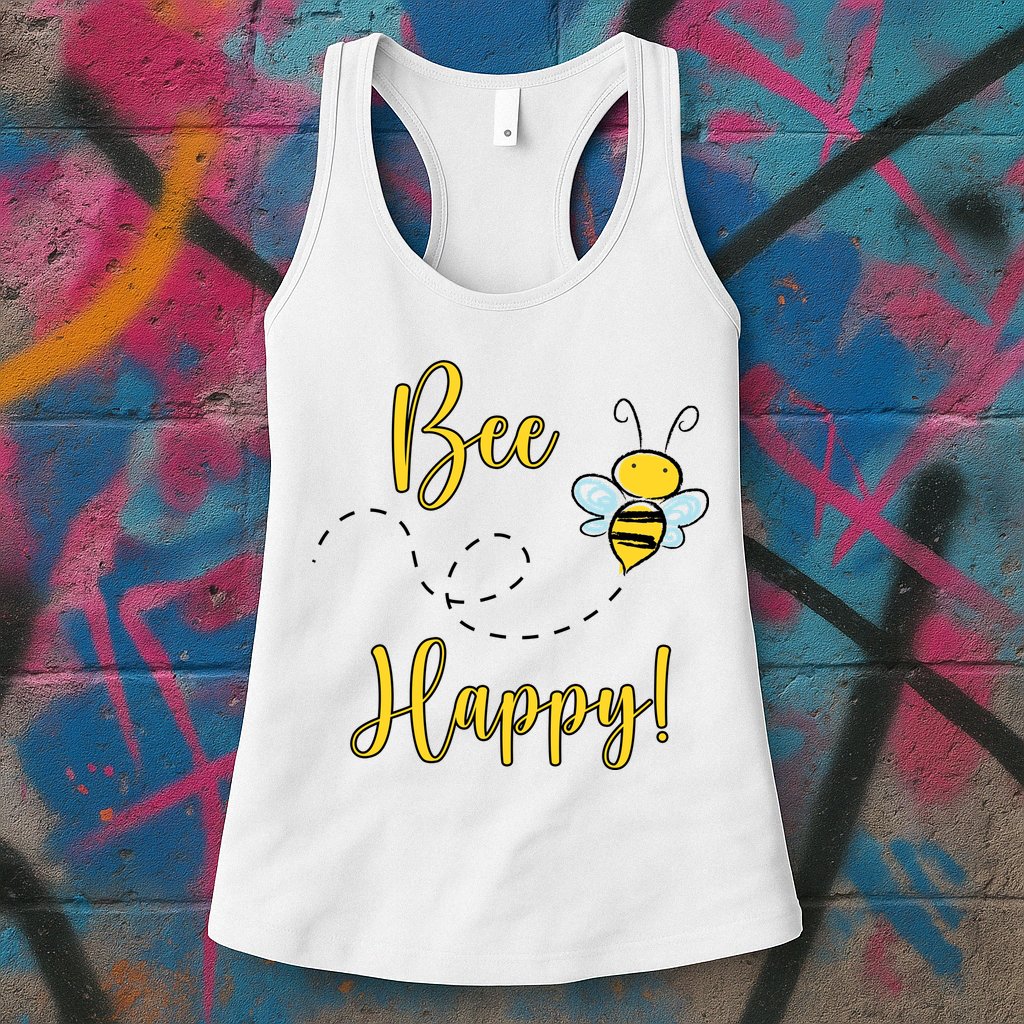 Bee Happy Bumblebee Cute Gift Womens Tank Top