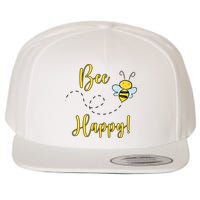 Bee Happy Bumblebee Cute Gift Wool Snapback Cap