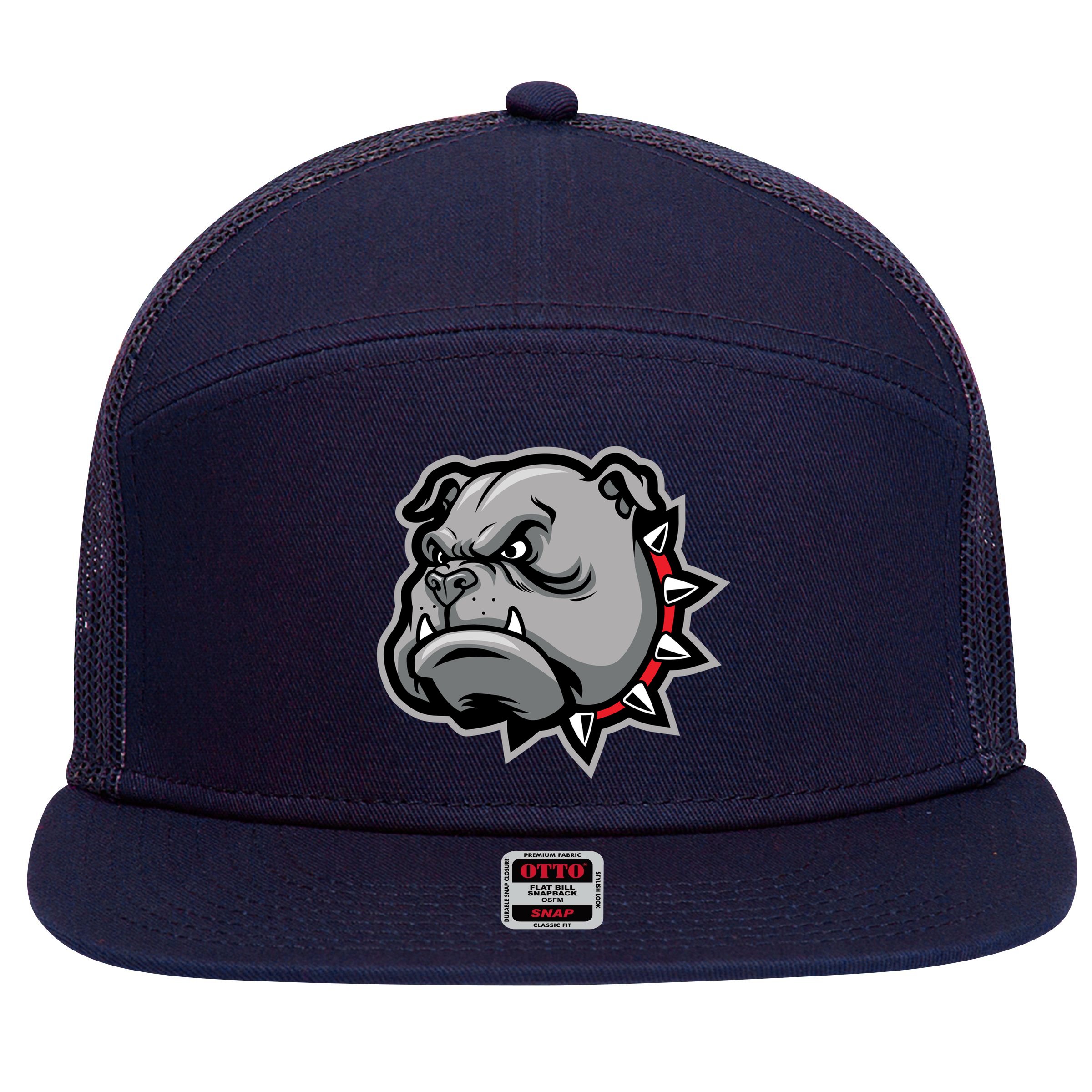 Bulldog Head 7 Panel Mesh Trucker Snapback Hat