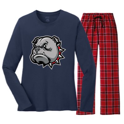 Bulldog Head Women's Long Sleeve Flannel Pajama Set 