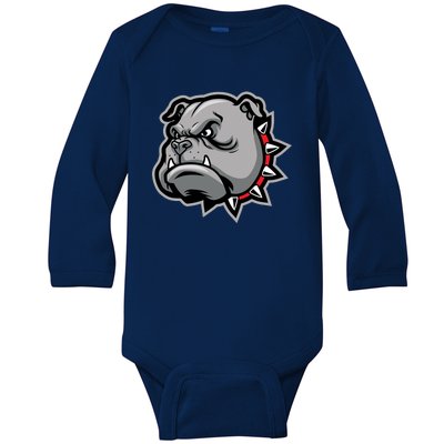 Bulldog Head Baby Long Sleeve Bodysuit