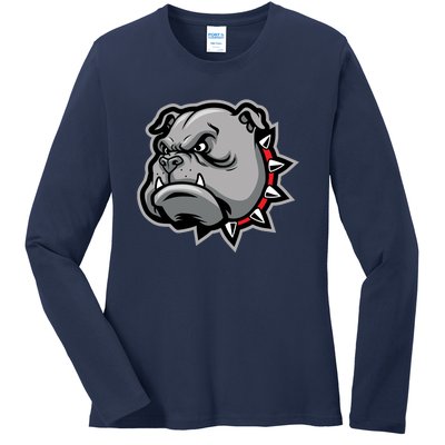 Bulldog Head Ladies Long Sleeve Shirt