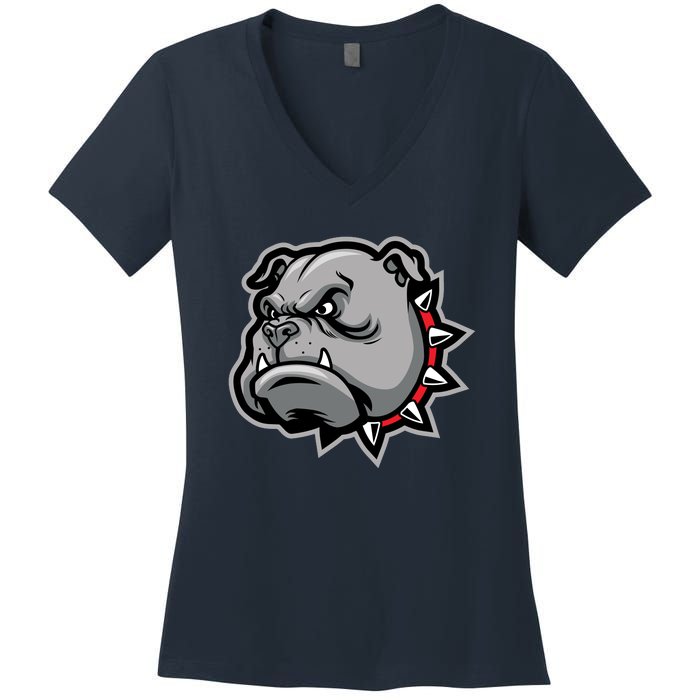 Bulldog Head Women's V-Neck T-Shirt