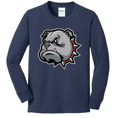 Bulldog Head Kids Long Sleeve Shirt