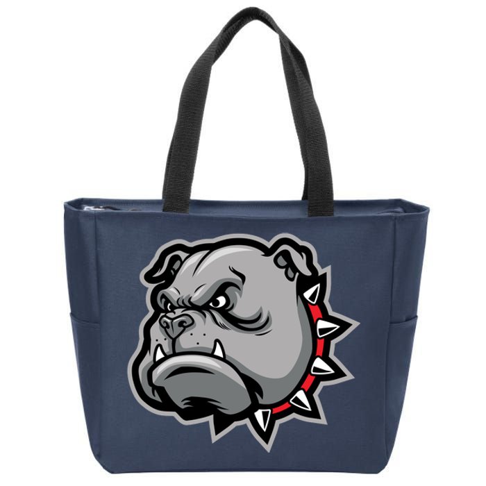 Bulldog Head Zip Tote Bag