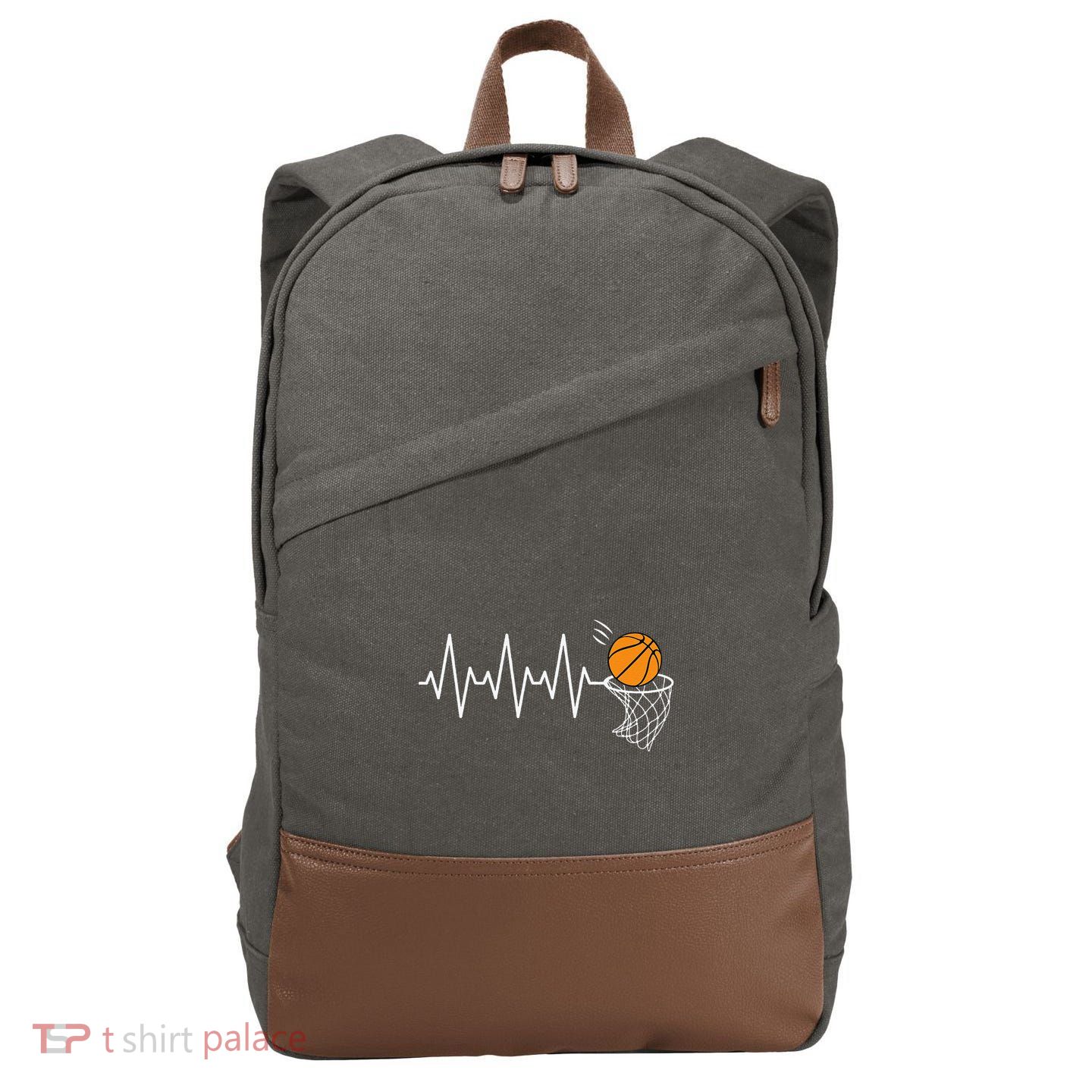 Basketball Heartbeat Basketball Lover Cotton Canvas Backpack