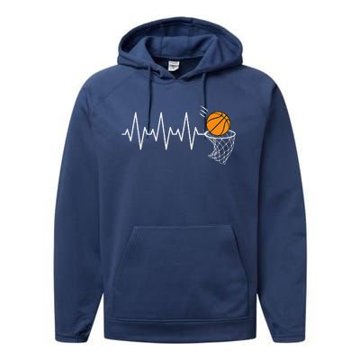 Basketball Heartbeat Basketball Lover Performance Fleece Hoodie