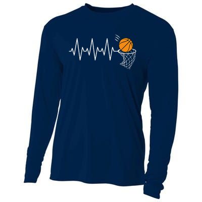 Basketball Heartbeat Basketball Lover Cooling Performance Long Sleeve Crew