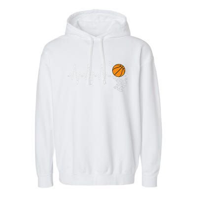 Basketball Heartbeat Basketball Lover Garment-Dyed Fleece Hoodie