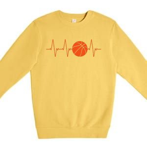 Basketball Heartbeat Bball Gift Premium Crewneck Sweatshirt