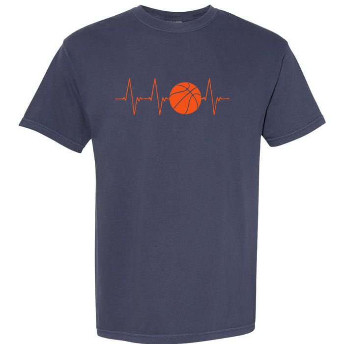 Basketball Heartbeat Bball Gift Garment-Dyed Heavyweight T-Shirt