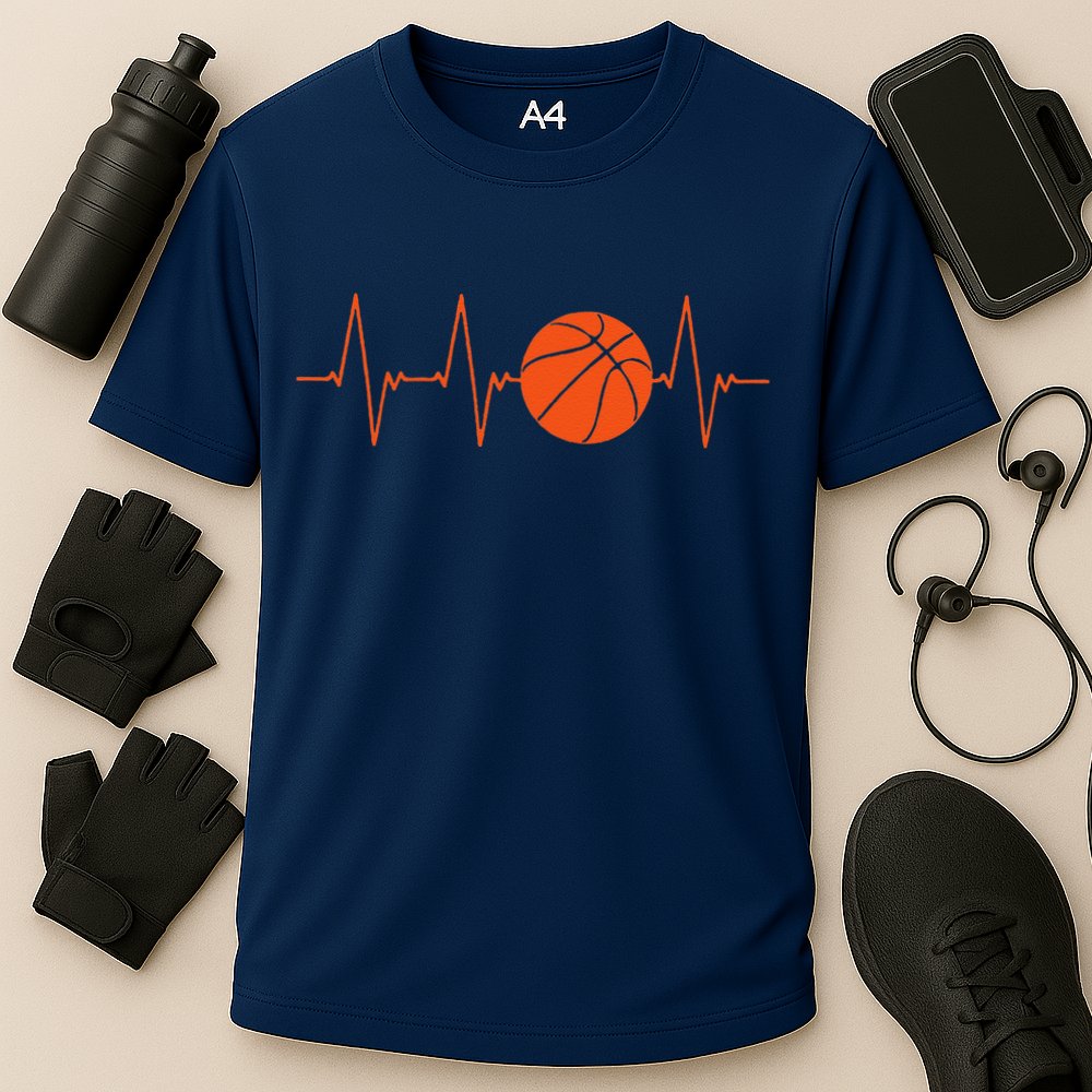 Basketball Heartbeat Bball Gift Cooling Performance Crew T-Shirt