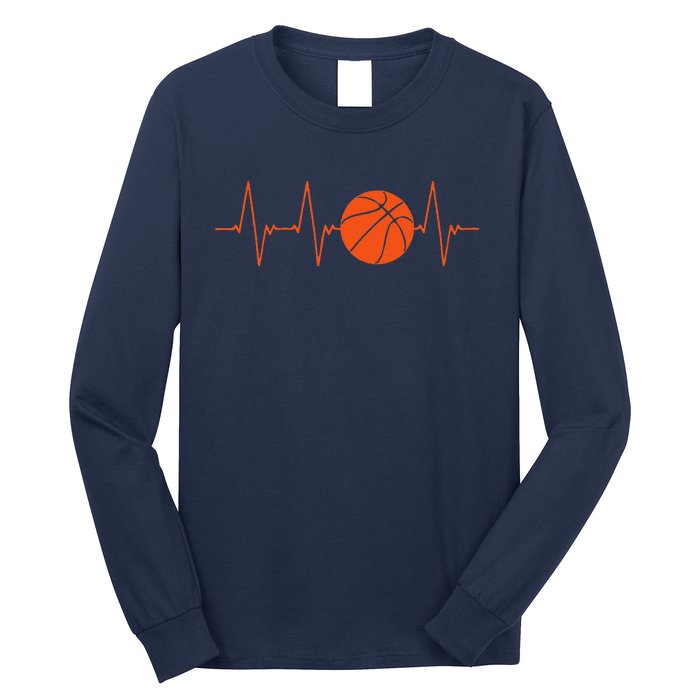 Basketball Heartbeat Bball Gift Long Sleeve Shirt