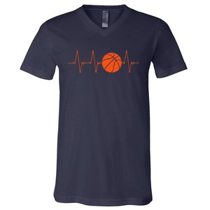 Basketball Heartbeat Bball Gift V-Neck T-Shirt