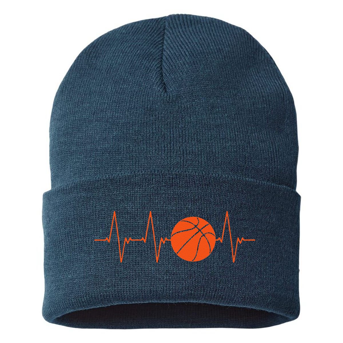Basketball Heartbeat Bball Gift Sustainable Knit Beanie