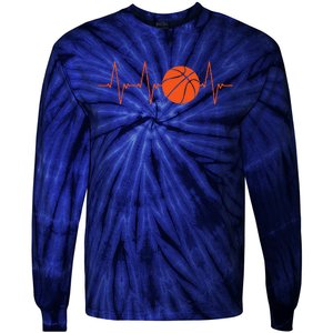 Basketball Heartbeat Bball Gift Tie-Dye Long Sleeve Shirt