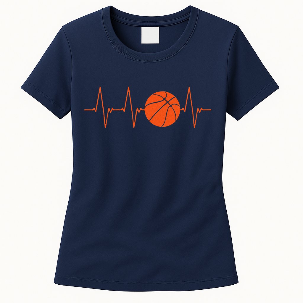 Basketball Heartbeat Bball Gift Womens T-Shirt