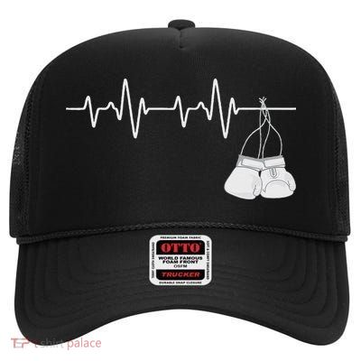 Boxing Heartbeat Boxing Lover Boxer Kickboxing Fan High Crown Mesh Back Trucker Hat