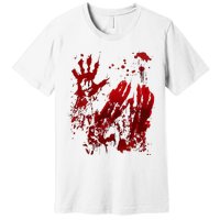 Bloody Halloween Blood Splatter Zombie Hand Premium T-Shirt