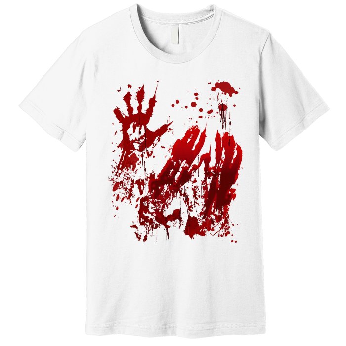 Bloody Halloween Blood Splatter Zombie Hand Premium T-Shirt