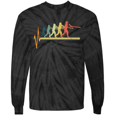 Baseball Heartbeat Tie-Dye Long Sleeve Shirt