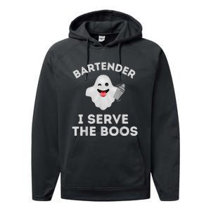 Bartender Halloween Bartender Ghost I Serve The Boos Performance Fleece Hoodie