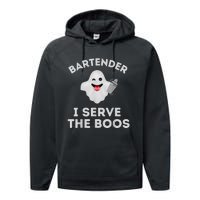 Bartender Halloween Bartender Ghost I Serve The Boos Performance Fleece Hoodie