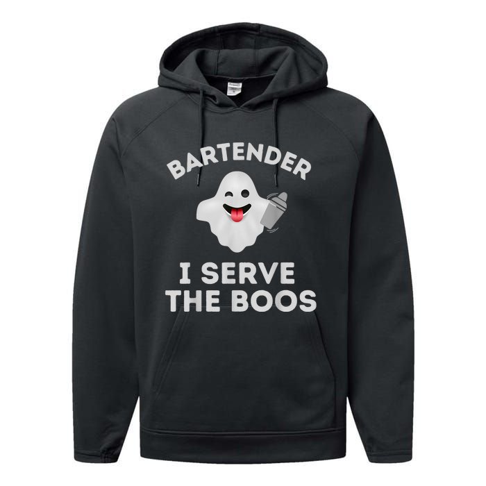 Bartender Halloween Bartender Ghost I Serve The Boos Performance Fleece Hoodie