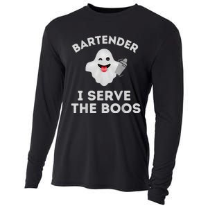 Bartender Halloween Bartender Ghost I Serve The Boos Cooling Performance Long Sleeve Crew