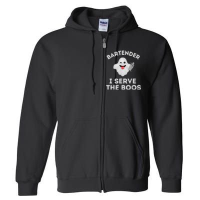 Bartender Halloween Bartender Ghost I Serve The Boos Full Zip Hoodie