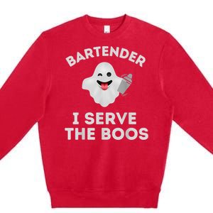 Bartender Halloween Bartender Ghost I Serve The Boos Premium Crewneck Sweatshirt