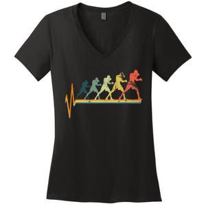 Boxing Heartbeat Boxer Gift Love Women's V-Neck T-Shirt